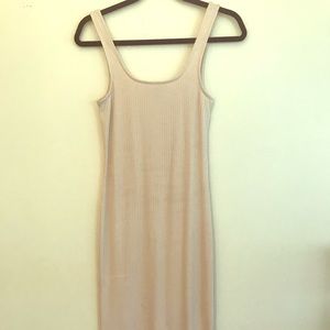 Nude color bodycon maxi dress